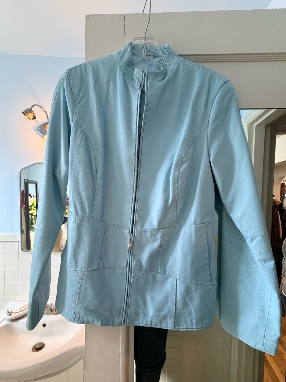 Vintage Leather Zip Up Jacket